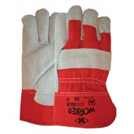 Rundsplitlederen handschoen met rode kap Maten 10 