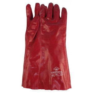Handschoen PVC rood, lengte 400 mm, Cat. 2 Maten 10 