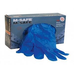 M-Safe vinyl onderzoekshandschoenen, blauw Maat 9 