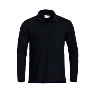 Santino poloshirt Matt, lange mouw, zwart Maat S 