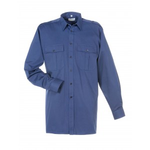 Uniformoverhemd blauw, lange mouw (mouwlengte 6) Maat 45 