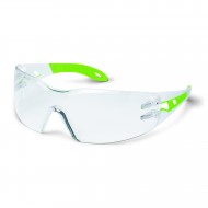 uvex veiligheidsbril pheos s 9192-725, kleinere versie, wit/groen montuur, heldere lens, UV 2C-1.2 supravision HC-AF   