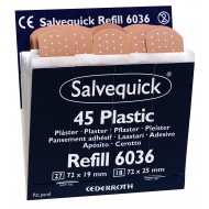 Salvequick plasticpleisters (6036), 45 pleisters (27 st. 72 x 19 mm en 18 st. 72 x 25 mm), à 6 navullingen   