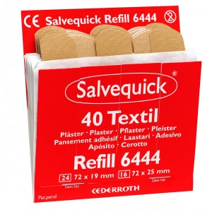 Salvequick Textielpleisters (6444), 40 pleisters (24 st. 72 x 19 mm en 16 st. 72 x 25 mm), à 6 navullingen   