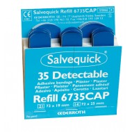 Salvequick Blue Detectable pleisters (6735CAP), 35 steriele pleisters (21 st. 72 x 19 mm en 14 st. 72 x 25 mm), à 6 navullingen   